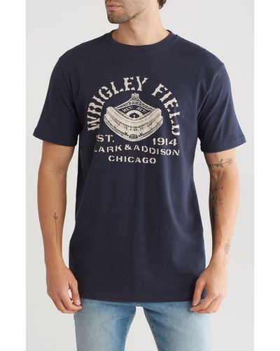 American Needle Wrigley Field Cotton Graphic T-shirt - Blue