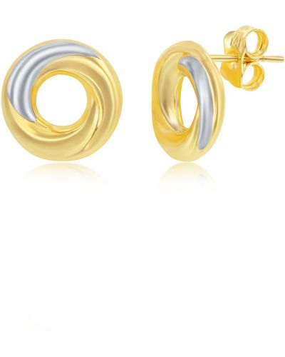 Simona 14k Two-tone Gold Twisted Stud Earrings - Metallic