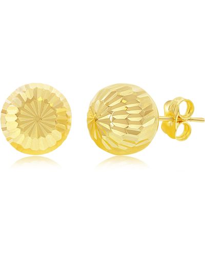 Simona 14k Yellow Gold Diamond Cut Bead Stud Earrings