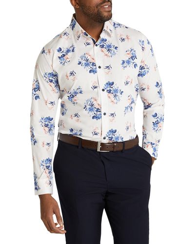 Johnny Bigg William Regular Fit Floral Stretch Cotton Button-up Shirt - White