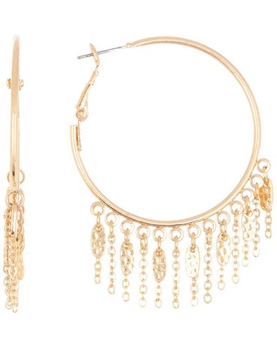 Melrose and Market Shakey Chain Drop Hoop Earrings - White