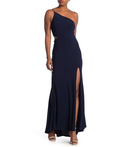 Jump Apparel One-shoulder Side Cutout Gown - Blue