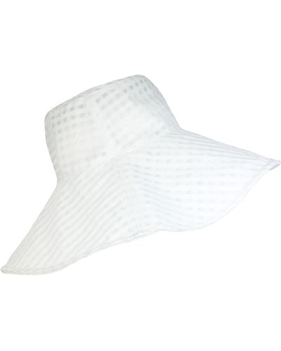 Laundry by Shelli Segal Sheer Gingham Wide Brim Hat - White