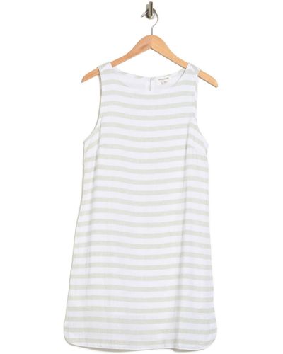 Beach Lunch Lounge Linen & Cotton Striped Tank Shift Dress In New Olive At Nordstrom Rack - White