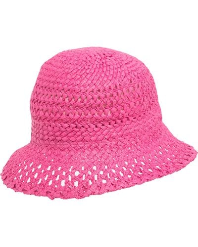 Vince Camuto Open Weave Straw Bucket Hat - Pink