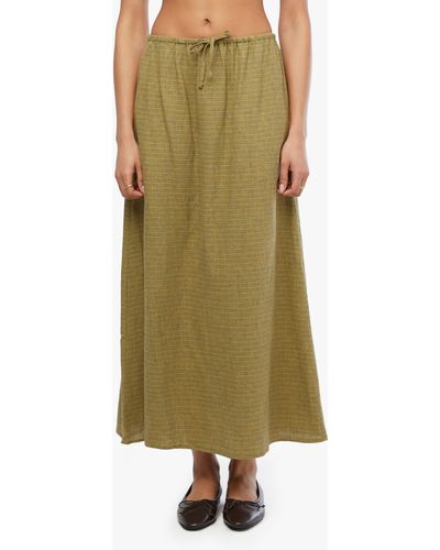 WeWoreWhat Drawstring Linen Blend Maxi Skirt - Green
