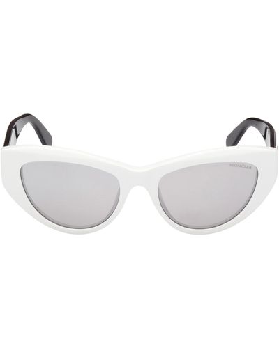 Moncler 53mm Mirrored Cat Eye Sunglasses - White