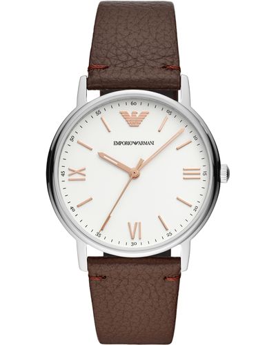 Emporio Armani Three-hand Leather Strap Watch - Multicolor
