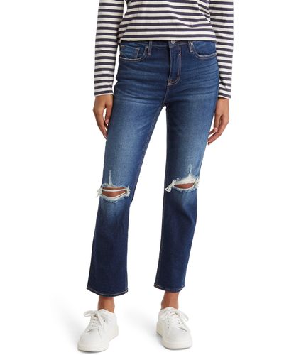 Vigoss Distressed Slim Straight Jeans - Blue