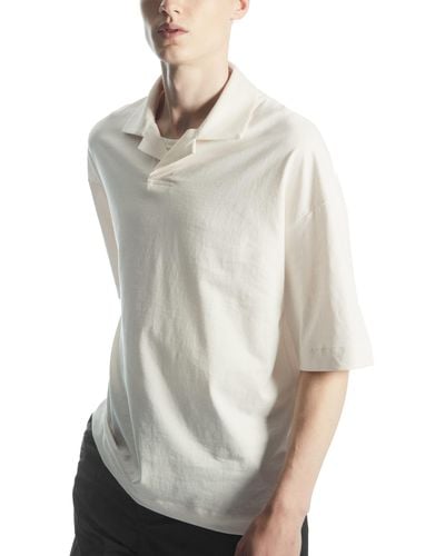 COS Johnny Collar Organic & Recycled Cotton Polo - White