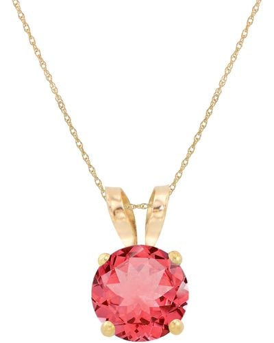 CANDELA JEWELRY 10k Yellow Gold Created Gemstone Pendant Necklace - Red