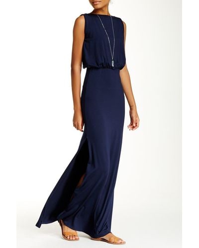 Go Couture Sleeveless Blouson Maxi Dress - Blue