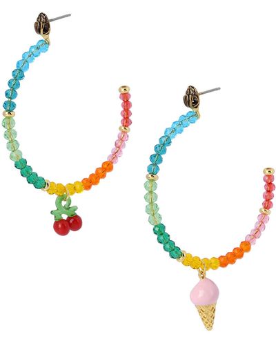 Kurt Geiger Fruit & Ice Cream Charm Beaded Hoop Earrings - Multicolor