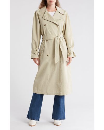 TOPSHOP Washed Longline Trench Coat - Natural