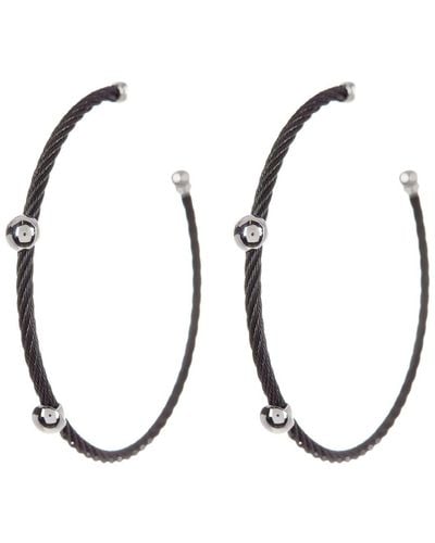 Alor Cable Hoop Earrings - White