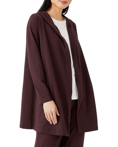 Eileen Fisher Open Front Hooded Jacket In Casis At Nordstrom Rack - Red
