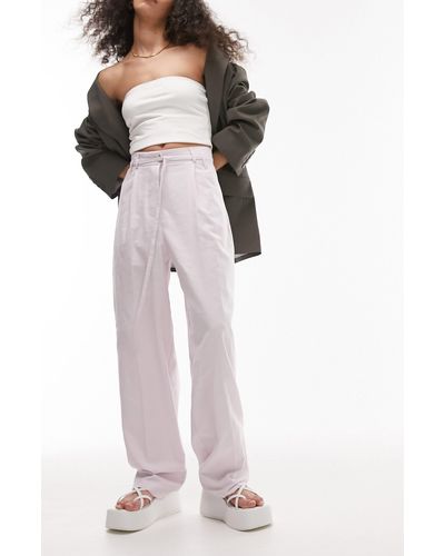 TOPSHOP Tapered Belted Pants - Purple