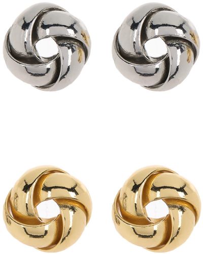 Adornia 14k Gold Vermeil & Sterling Silver Twisted Knot Stud Earrings Set - Metallic