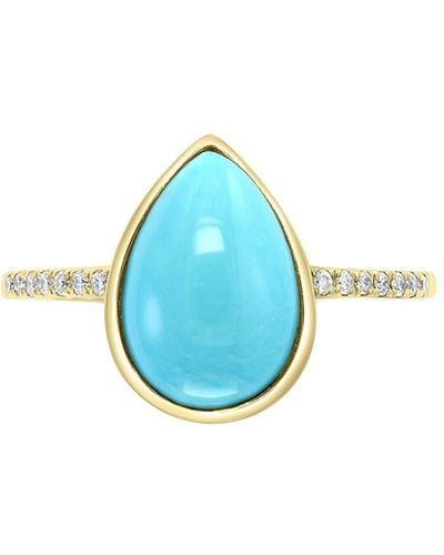 Effy 14k Yellow Gold Diamond & Turquoise Cabochon Ring - Blue