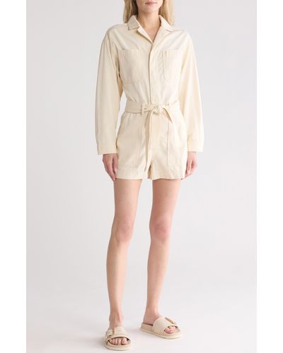 AG Jeans Ryleigh Long Sleeve Belted Romper - Natural