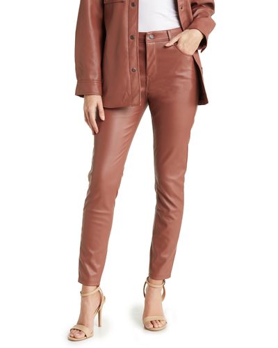 Kensie Faux Leather High Waist Skinny Pants - Red