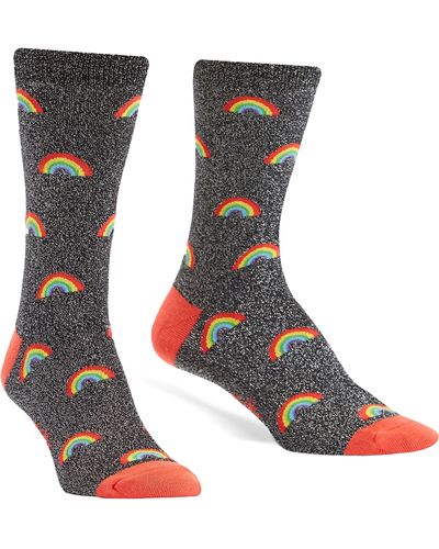 Sock It To Me Glitter Rainbow Socks - White