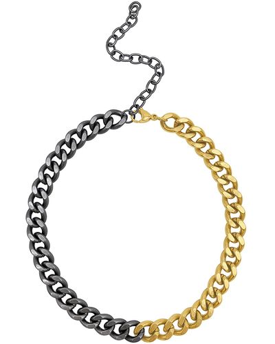 Adornia Fine Two-tone Curb Chain Necklace - Metallic