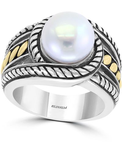 Effy 18k Yellow Gold & Sterling Silver 10mm Freshwater Pearl Ring - White