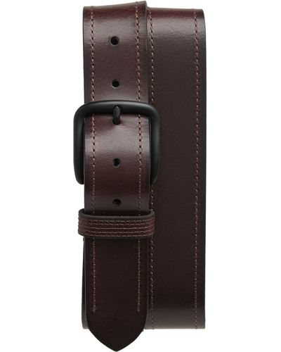 Frye Stitched Leather Belt - Brown