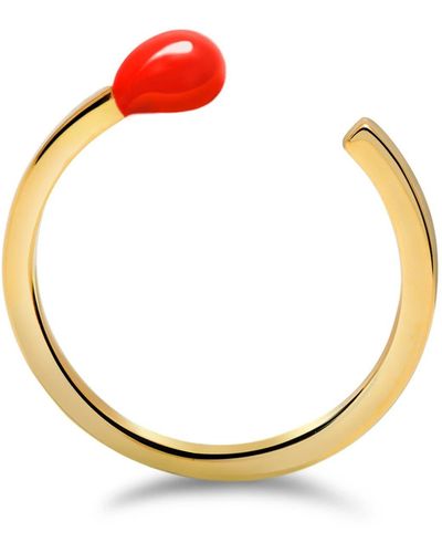 Gabi Rielle Yellow Gold Vermeil Red Matchstick Bypass Ring - Metallic