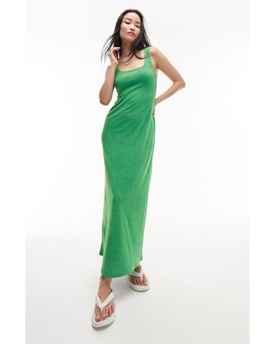 TOPSHOP French Terry Maxi Dress - Green