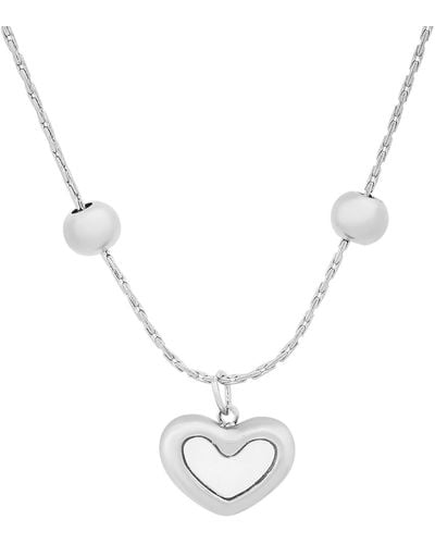 HMY Jewelry Mother Of Pearl Heart Pendant Necklace - Blue
