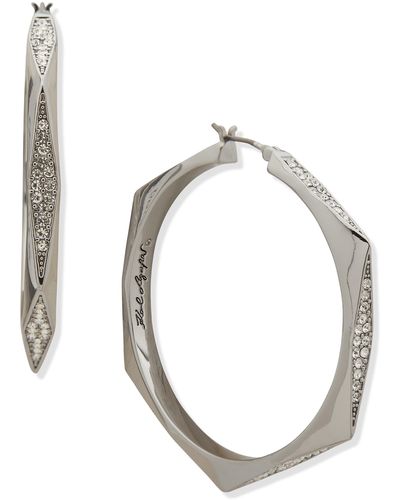 Karl Lagerfeld Crystal Geometric Hoop Earrings - Metallic