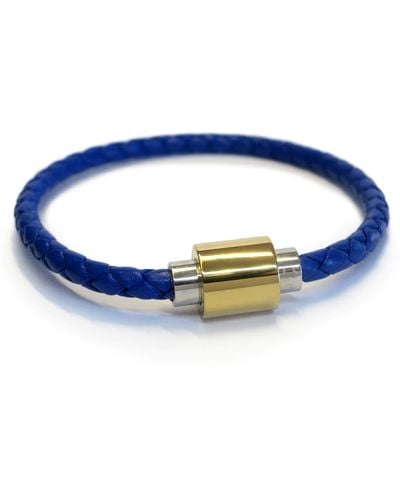 Liza Schwartz Braided Leather Magnetic Bracelet - Blue