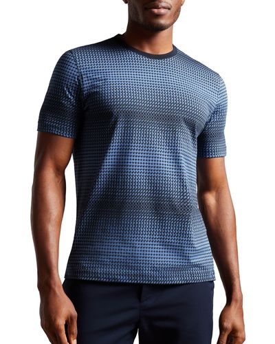 Ted Baker Ombré Geometric Cotton T-shirt - Blue
