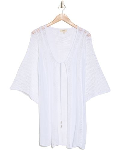 Elan Crochet Tie Front Cover-up - White