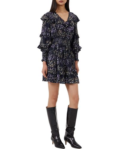 French Connection Birgin Colette Long Sleeve Crepe Tiered Minidress - Black