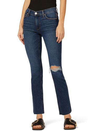 Hudson Jeans Nico Ripped Mid Rise Ankle Straight Leg Jeans - Blue