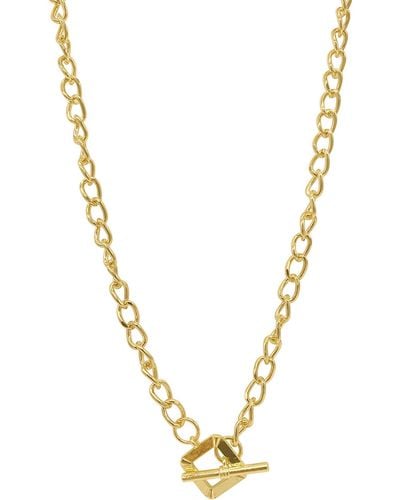 Adornia Water Resistant Open Curb Chain Square Toggle Necklace - Metallic