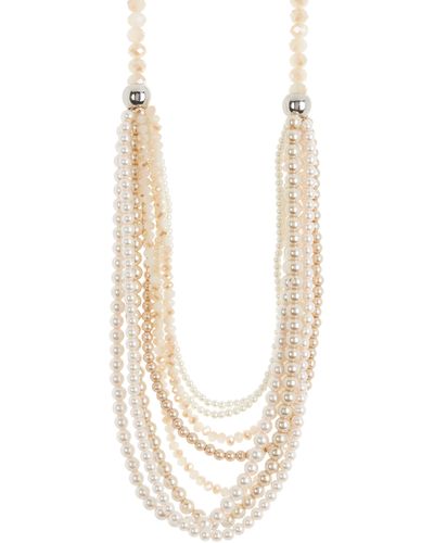 Tasha Imitation Pearl Multistrand Layered Necklace - White