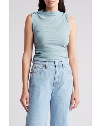 19 Cooper Gathered Boat Neck Knit Top - Blue