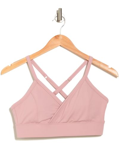 90 Degrees Crossover Sports Bra In Rose Gold At Nordstrom Rack - Metallic