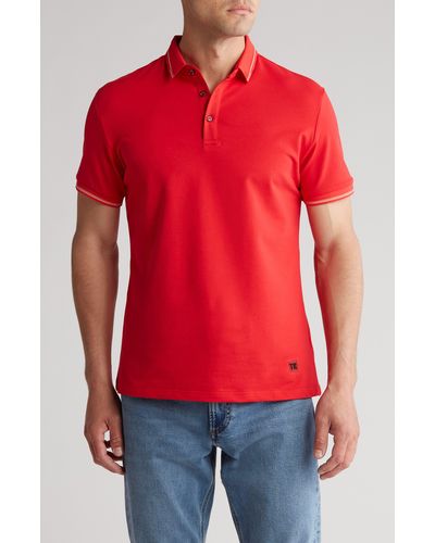 T.R. Premium Tipped Short Sleeve Knit Polo - Red