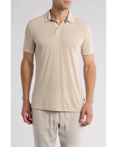 Lucky Brand Linen Blend Polo Shirt - Natural