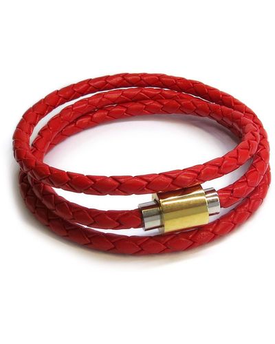 Liza Schwartz Triple Wrap Leather Bracelet - Red
