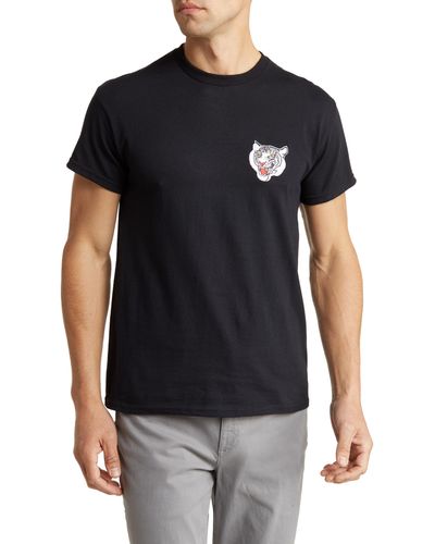 Retrofit White Tiger Cotton Graphic T-shirt - Black