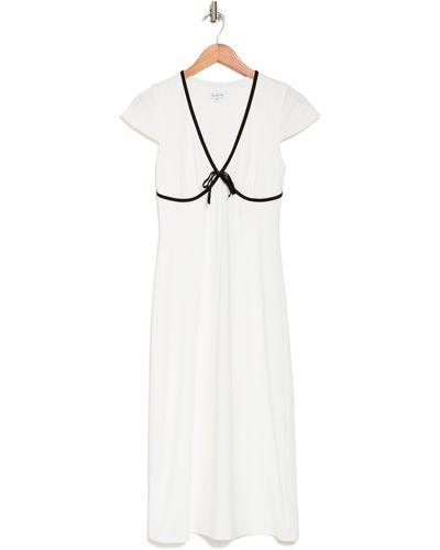 AREA STARS Hayley Contrast Trim Midi Dress - White