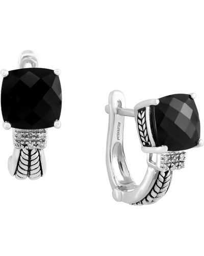 Effy 925 Sterling Silver Diamond Onyx Earrings - Black