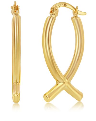 Simona 14k Yellow Gold Twisted Hoop Earrings - Metallic