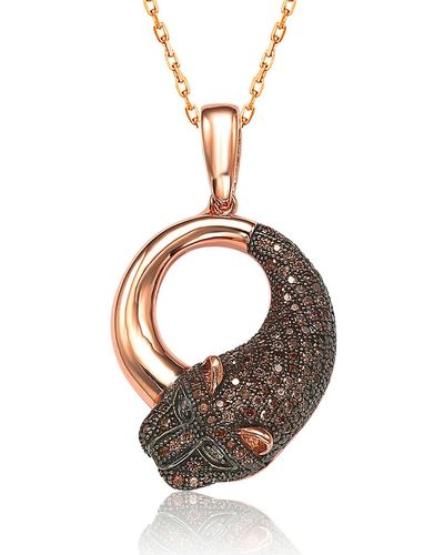 Suzy Levian 14k Rose Gold Plated Sterling Silver Chocolate Cz Pendant Necklace - Brown